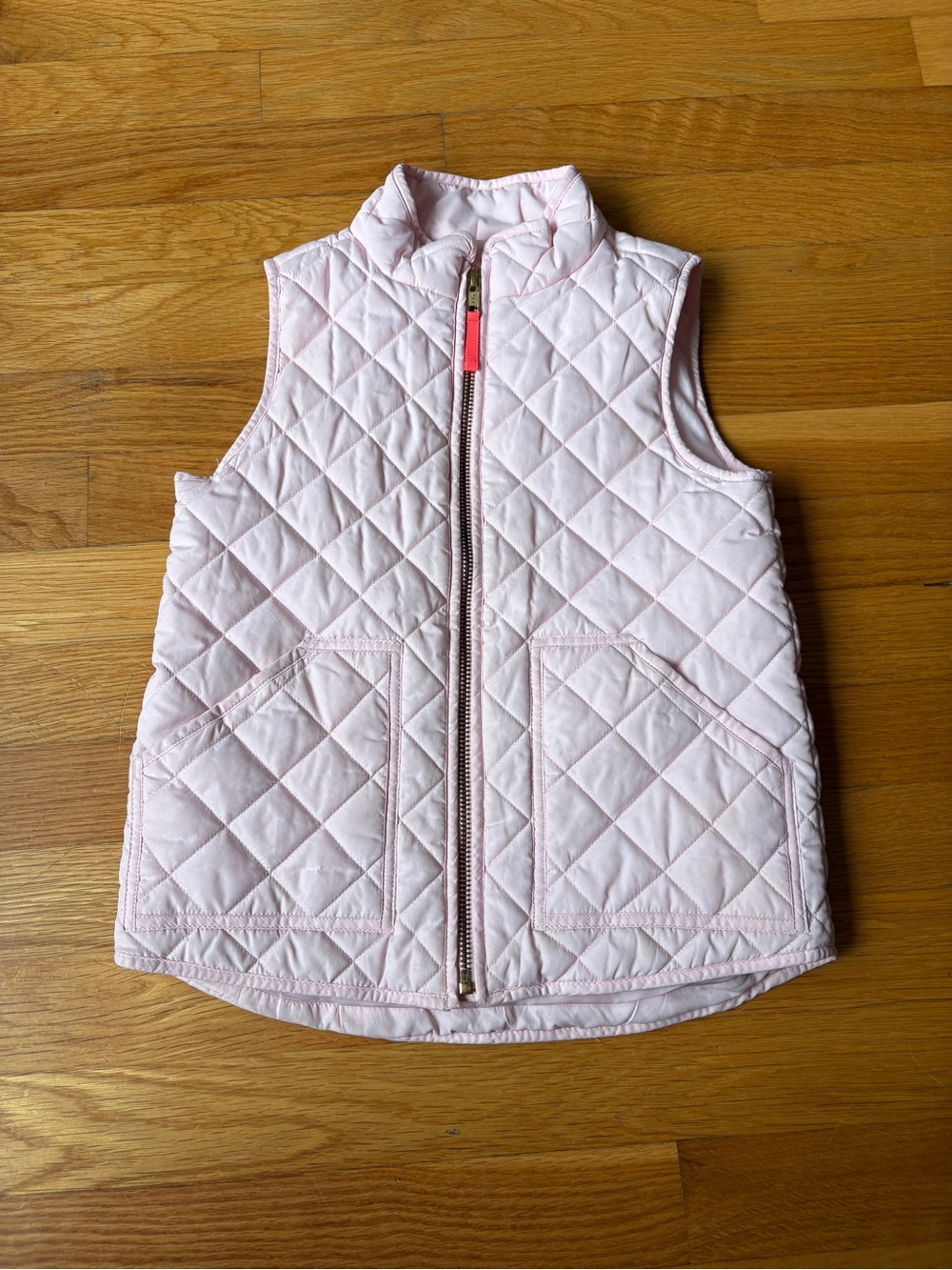 Crewcuts (J Crew) Girl’s Light Pink Quilted Vest Full Zip 2 Front Pockets - 4/5